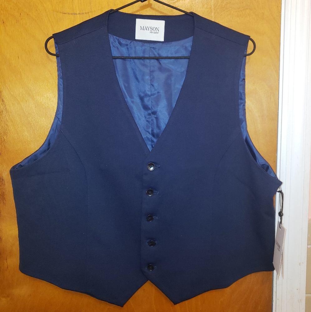 NWT Mayson The Label Navy Blue Button-Up Ponte Vest